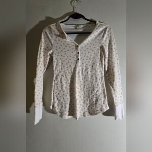 Lucky Brand Floral Long Sleeve Tee - Cream and Pink